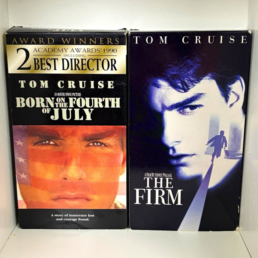 Tom Cruise VHS Lot Of 2: Born on the Fourth of July + The Firm NTSC Hi-Fi